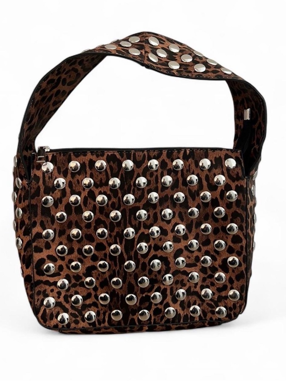 NWOT Leopard Studded Shoulder Bag - Brown